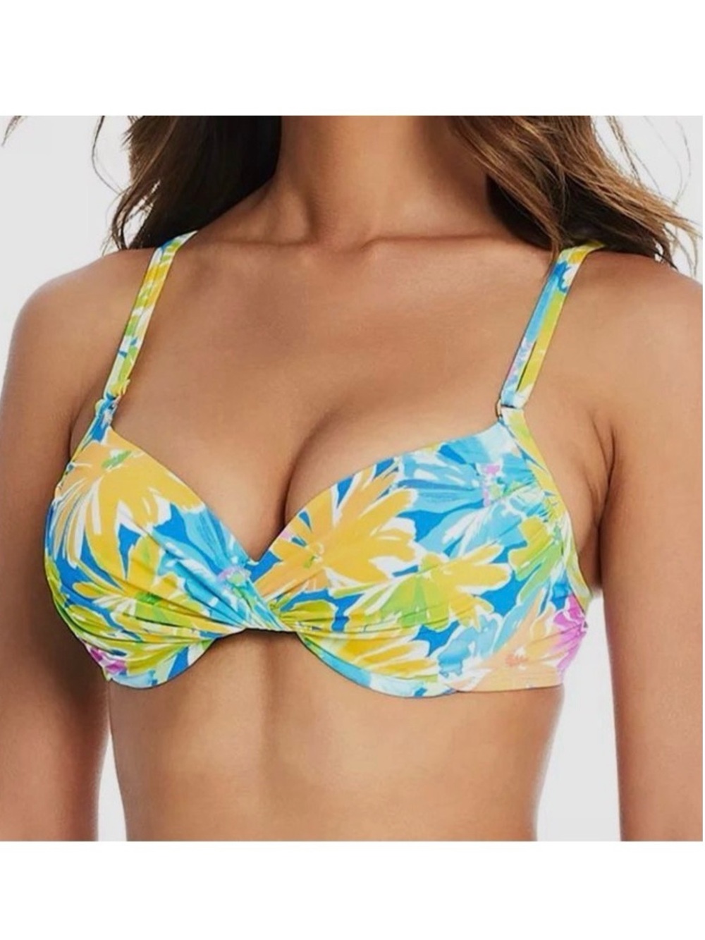 Bleu Rod Beattie Floral Twist Front Bikini Top
